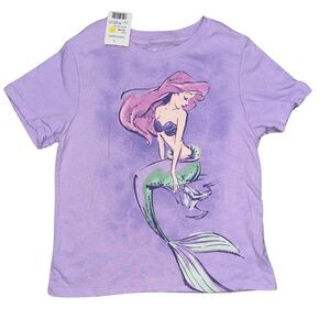 NWT Girls 7 / 8 Disney Princess Ariel Shirt Purple Screenprint Little Mermaid
